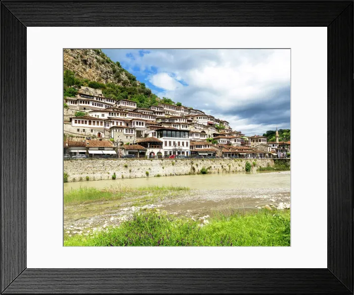 Framed Print : Ottoman architecture of buildings in the Mangalemi quarter on north bank of River Osumi, Berat, UNESCO World Heritage Site, Albania, Europe Framed Print : Ottoman architecture of buildings in the Mangalemi quarter on north bank of River Osumi, Berat, UNESCO World Heritage Site, Albania, Europe