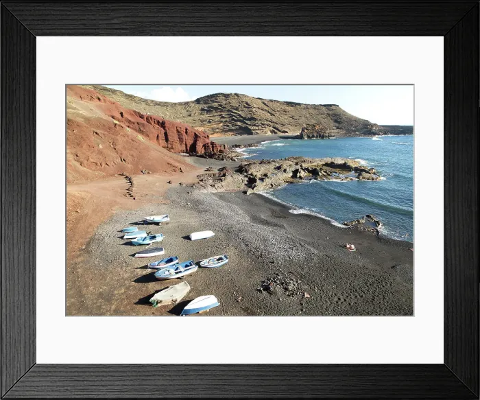 Framed Print : Fishing boats black sand beach, El Golfo, Lanzarote, Canary Islands, Spain, Atlantic, Europe Framed Print : Fishing boats black sand beach, El Golfo, Lanzarote, Canary Islands, Spain, Atlantic, Europe