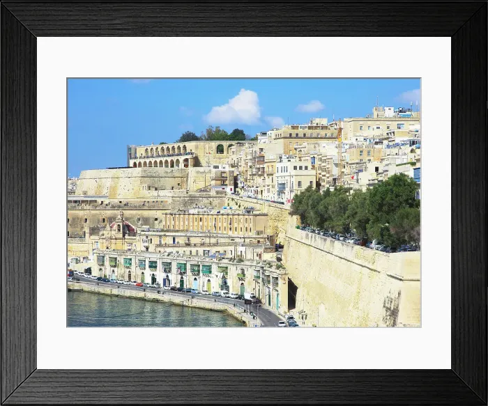 Framed Print : Historic waterfront buildings on Grand Harbour waterside, Valletta, Malta, Mediterranean, Europe Framed Print : Historic waterfront buildings on Grand Harbour waterside, Valletta, Malta, Mediterranean, Europe