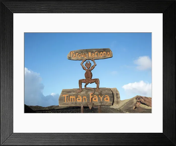 Framed Print : Sign for Parque Nacional de Timanfaya, national park, designed by Cesar Manrique, Lanzarote, Canary Islands, Spain, Atlantic, Europe Framed Print : Sign for Parque Nacional de Timanfaya, national park, designed by Cesar Manrique, Lanzarote, Canary Islands, Spain, Atlantic, Europe