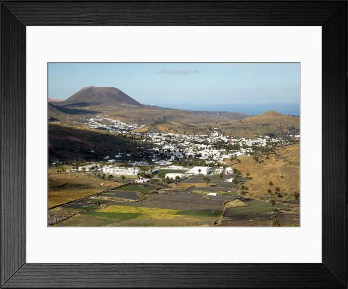 Framed Print : View over whitewashed houses to Monte Corona volcano cone, village of Haria, Lanzarote, Canary Islands, Spain, Atlantic, Europe Framed Print : View over whitewashed houses to Monte Corona volcano cone, village of Haria, Lanzarote, Canary Islands, Spain, Atlantic, Europe
