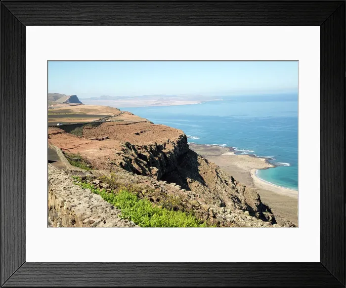Framed Print : Steep coastal cliffs, Risco de Famara, looking south from the Mirador el Rio, Lanzarote, Canary Islands, Spain, Atlantic, Europe Framed Print : Steep coastal cliffs, Risco de Famara, looking south from the Mirador el Rio, Lanzarote, Canary Islands, Spain, Atlantic, Europe