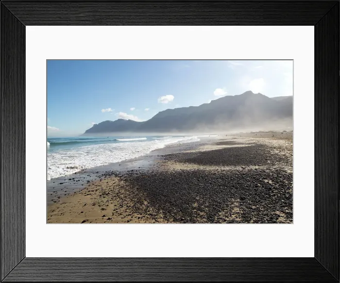 Framed Print : Atlantic Ocean coast beach and waves with morning sea mist, Caleta de Famara, Lanzarote, Canary islands, Spain, Atlantic, Europe Framed Print : Atlantic Ocean coast beach and waves with morning sea mist, Caleta de Famara, Lanzarote, Canary islands, Spain, Atlantic, Europe