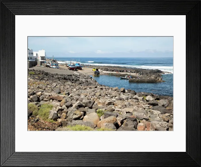 Framed Print : Harbour with fishing boats at La Santa, Lanzarote, Canary islands, Spain, Atlantic, Europe Framed Print : Harbour with fishing boats at La Santa, Lanzarote, Canary islands, Spain, Atlantic, Europe