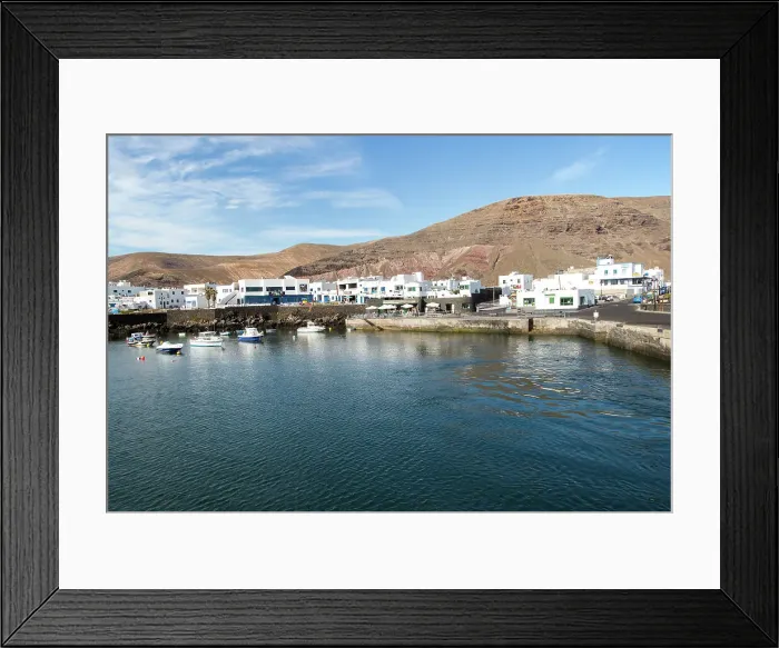 Framed Print : Harbour and white houses in the fishing village of Orzola, Lanzarote, Canary Islands, Spain, Atlantic, Europe Framed Print : Harbour and white houses in the fishing village of Orzola, Lanzarote, Canary Islands, Spain, Atlantic, Europe