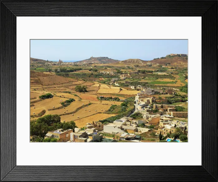 Framed Print : Rural landscape view from Rabat Victoria west towards Gharb, Gozo, Malta, Mediterranean, Europe Framed Print : Rural landscape view from Rabat Victoria west towards Gharb, Gozo, Malta, Mediterranean, Europe