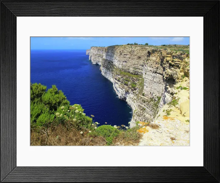 Framed Print : Coastal clifftop landscape view westwards at Ta Cenc cliffs, island of Gozo, Malta, Mediterranean, Europe Framed Print : Coastal clifftop landscape view westwards at Ta Cenc cliffs, island of Gozo, Malta, Mediterranean, Europe