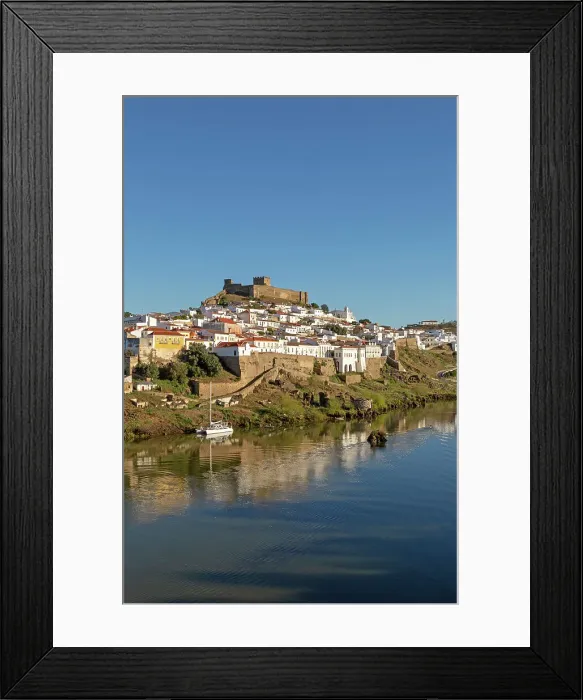 Framed Print : Historic hilltop walled medieval village of Mertola with castle, on the banks of the river Rio Guadiana, Baixo Alentejo, Portugal, Europe Framed Print : Historic hilltop walled medieval village of Mertola with castle, on the banks of the river Rio Guadiana, Baixo Alentejo, Portugal, Europe