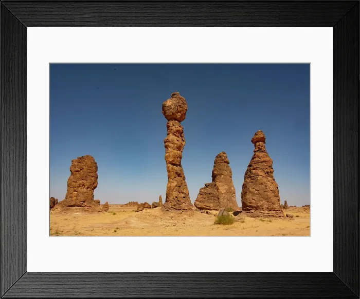 Framed Print : Al Gharameel, sandstone towers, near Al Ula, North West Saudi Arabia, Middle East