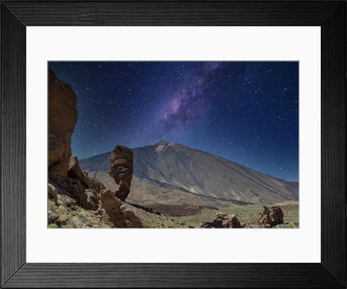 Framed Print : Majestic night sky with Milky Way over a serene mountain landscape in the Teide National Park, UNESCO World Heritage Site, Tenerife, Canary Islands, Spain, Atlantic, Europe Framed Print : Majestic night sky with Milky Way over a serene mountain landscape in the Teide National Park, UNESCO World Heritage Site, Tenerife, Canary Islands, Spain, Atlantic, Europe