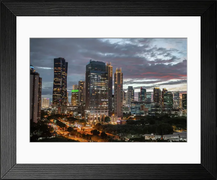 Framed Print : Evening skyline view of South Jakarta, Java, Indonesia, Southeast Asia, Asia Framed Print : Evening skyline view of South Jakarta, Java, Indonesia, Southeast Asia, Asia