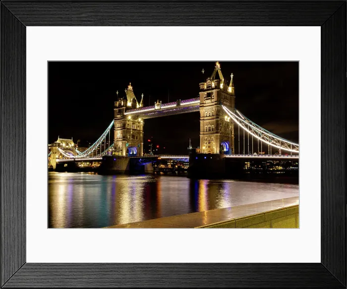 Framed Print : Illuminated Tower Bridge in London at night with reflections on the River Thames, London, England, United Kingdom, Europe Framed Print : Illuminated Tower Bridge in London at night with reflections on the River Thames, London, England, United Kingdom, Europe
