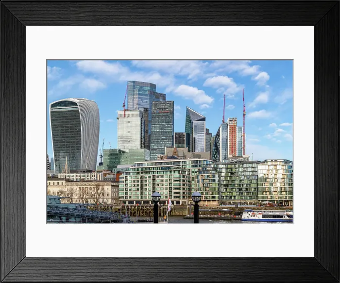 Framed Print : Modern London skyline with skyscrapers and clear blue sky, London, England, United Kingdom, Europe Framed Print : Modern London skyline with skyscrapers and clear blue sky, London, England, United Kingdom, Europe