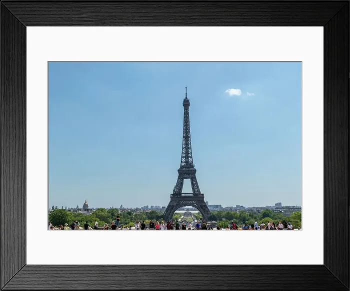 Framed Print : Tourists enjoying a sunny day with a clear view of the Eiffel Tower, Paris, France, Europe