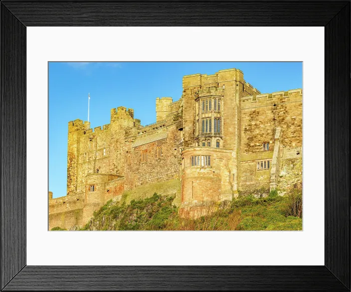Framed Print : Majestic ancient castle on a hill with clear blue sky, showcasing historical architecture and heritage, Northumberland, England, United Kingdom, Europe Framed Print : Majestic ancient castle on a hill with clear blue sky, showcasing historical architecture and heritage, Northumberland, England, United Kingdom, Europe