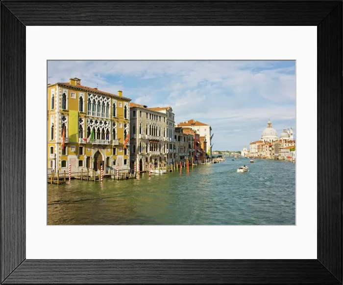 Framed Print : A view of the Grand Canal opening out into the lagoon seen from the Ponte de l'Accademia with Palazzo Franchetti (Palazzo Cavalli-Franchetti) on the left, and Basilica of Santa Maria de la Salute in the background, Venice Framed Print : A view of the Grand Canal opening out into the lagoon seen from the Ponte de l'Accademia with Palazzo Franchetti (Palazzo Cavalli-Franchetti) on the left, and Basilica of Santa Maria de la Salute in the background, Venice
