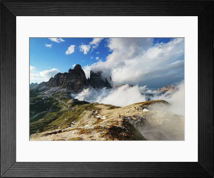 Framed Print : Tre Cime (Drei Zinnen), Tre Cime Nature Preserve (Parco Naturale Tre Cime), UNESCO World Heritage Site, Dolomites, Italy, Europe
