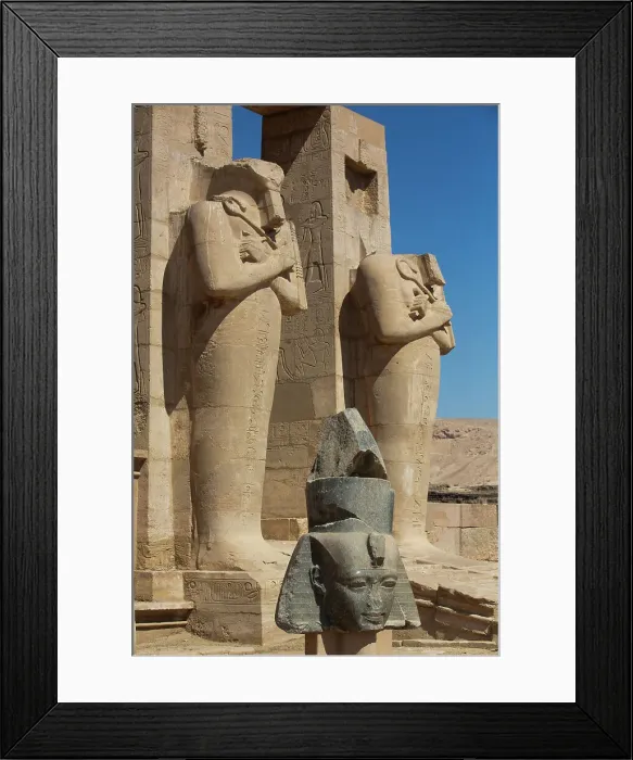 Framed Print : Granite Head of Ramesses II in front of Osiris Statues, Ramesseum, Memorial Temple of Pharaoh Ramesses II, 13th century BC, Ancient Thebes, UNESCO World Heritage Site, Luxor, Egypt, North Africa, Africa Framed Print : Granite Head of Ramesses II in front of Osiris Statues, Ramesseum, Memorial Temple of Pharaoh Ramesses II, 13th century BC, Ancient Thebes, UNESCO World Heritage Site, Luxor, Egypt, North Africa, Africa