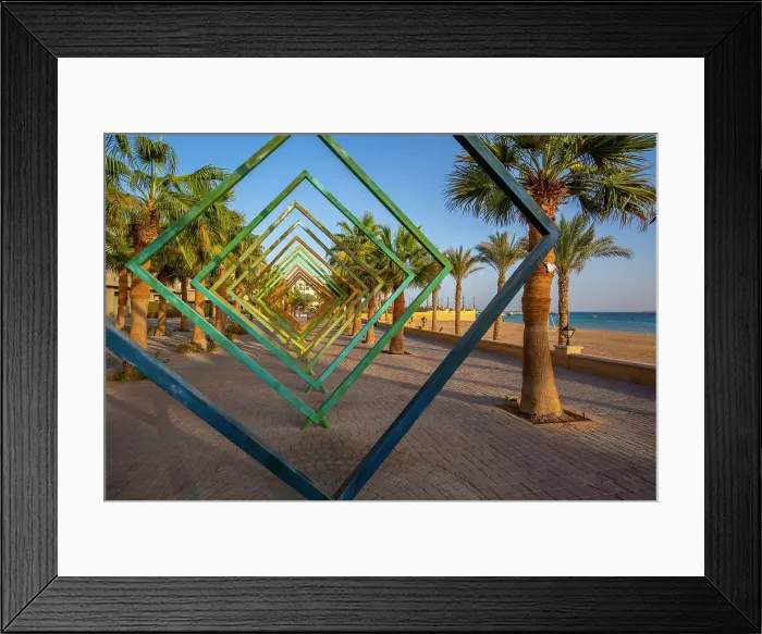 Framed Print : View of sculpture on the Corniche in Sahl Hasheesh Old Town, Sahl Hasheesh, Hurghada, Red Sea Governorate, Egypt, North Africa, Africa