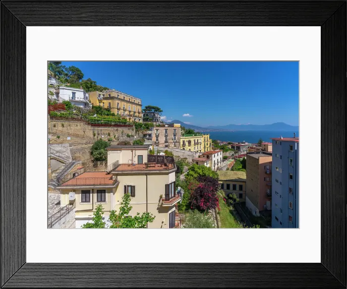 Framed Print : Elevated view of Naples and Mount Vesuvius in the background, Naples, Campania, Italy, Europe