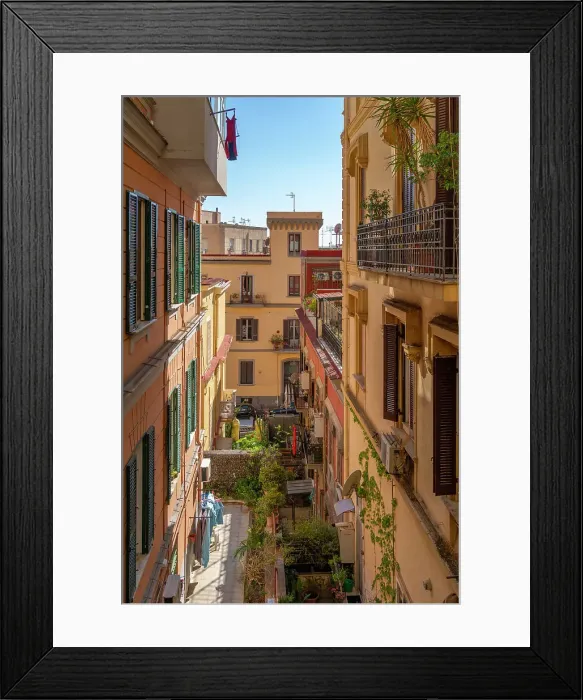 Framed Print : Elevated view of narrow street in Naples, Naples, Campania, Italy, Europe