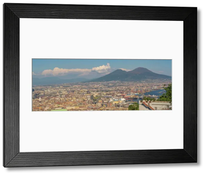 Framed Print : Elevated view from Castel Sant'Elmo of Naples and Mount Vesuvius in the background, Naples, Campania, Italy, Europe Framed Print : Elevated view from Castel Sant'Elmo of Naples and Mount Vesuvius in the background, Naples, Campania, Italy, Europe