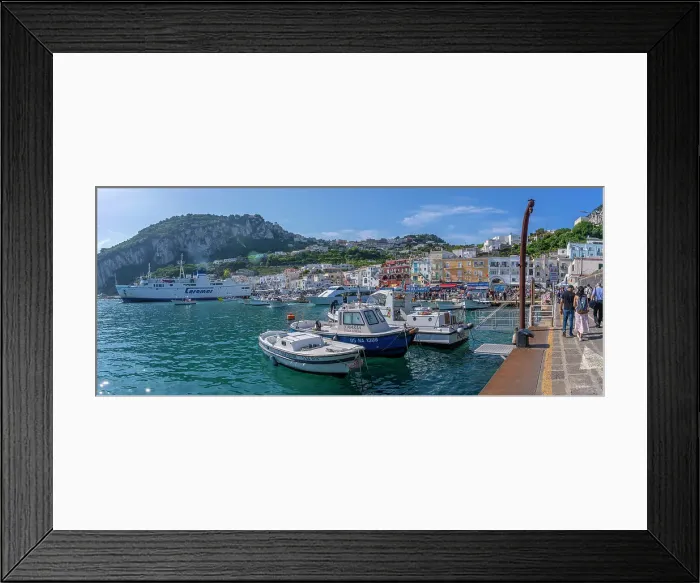 Framed Print : View of boats in Marina Grande overlooked by Capri Town in the background, Isle of Capri, Bay of Naples, Campania, Italy, Mediterranean, Europe Framed Print : View of boats in Marina Grande overlooked by Capri Town in the background, Isle of Capri, Bay of Naples, Campania, Italy, Mediterranean, Europe