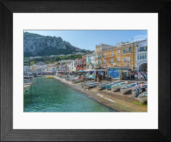Framed Print : View of boats in Marina Grande overlooked by Capri Town in the background, Isle of Capri, Bay of Naples, Campania, Italy, Mediterranean, Europe Framed Print : View of boats in Marina Grande overlooked by Capri Town in the background, Isle of Capri, Bay of Naples, Campania, Italy, Mediterranean, Europe