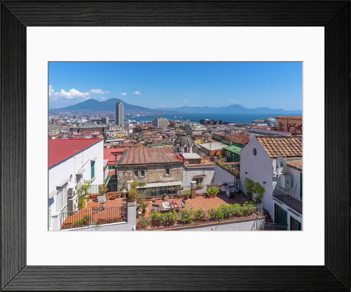 Framed Print : Elevated view of Naples and Mount Vesuvius in the background, Naples, Campania, Italy, Europe