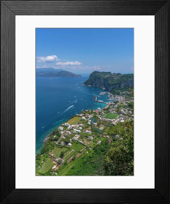 Framed Print : View of Grande Marina from Anacapri panorama view point, Anacapri, Isle of Capri, Bay of Naples, Campania, Italy, Mediterranean, Europe