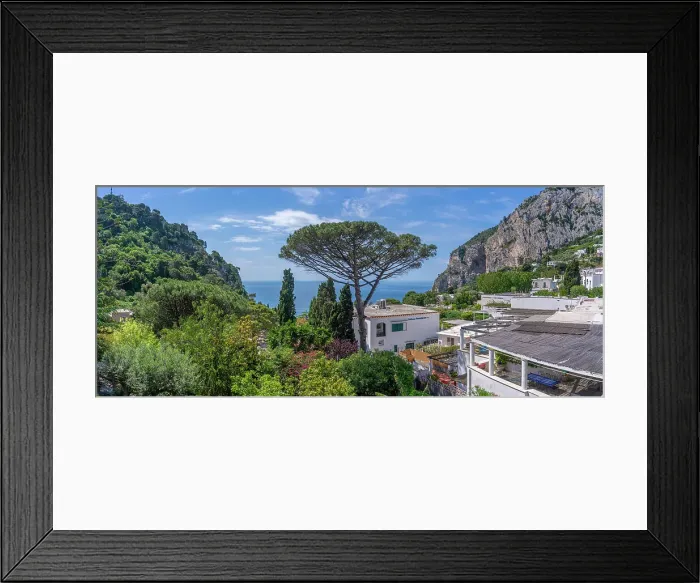 Framed Print : View of villas and seascape from Capri Town, Isle of Capri, Bay of Naples, Campania, Italy, Mediterranean, Europe Framed Print : View of villas and seascape from Capri Town, Isle of Capri, Bay of Naples, Campania, Italy, Mediterranean, Europe