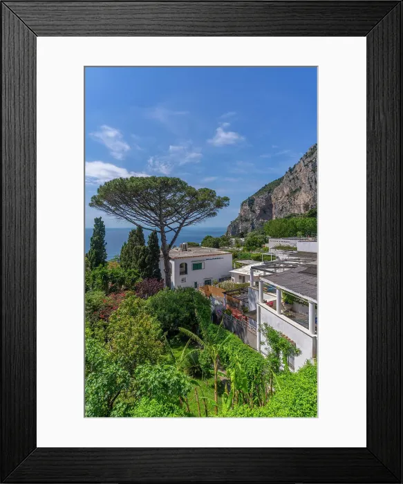 Framed Print : View of villas and seascape from Capri Town, Isle of Capri, Bay of Naples, Campania, Italy, Mediterranean, Europe Framed Print : View of villas and seascape from Capri Town, Isle of Capri, Bay of Naples, Campania, Italy, Mediterranean, Europe