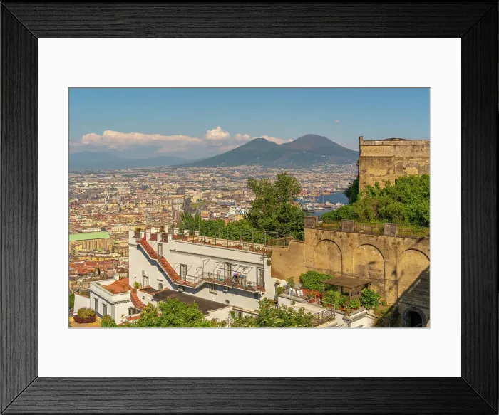 Framed Print : Elevated view from Castel Sant'Elmo of Naples and Mount Vesuvius in the background, Naples, Campania, Italy, Europe Framed Print : Elevated view from Castel Sant'Elmo of Naples and Mount Vesuvius in the background, Naples, Campania, Italy, Europe