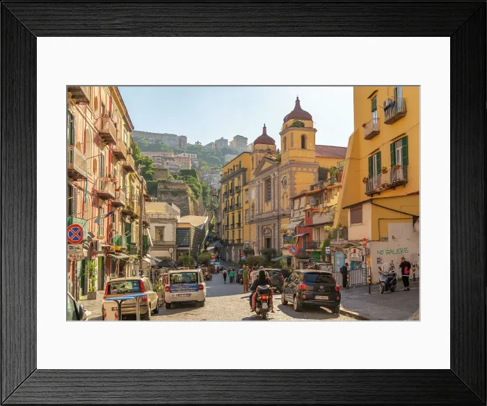 Framed Print : View of Castel Sant'Elmo and architecture on Via Montesanto, Naples, Campania, Italy, Europe Framed Print : View of Castel Sant'Elmo and architecture on Via Montesanto, Naples, Campania, Italy, Europe
