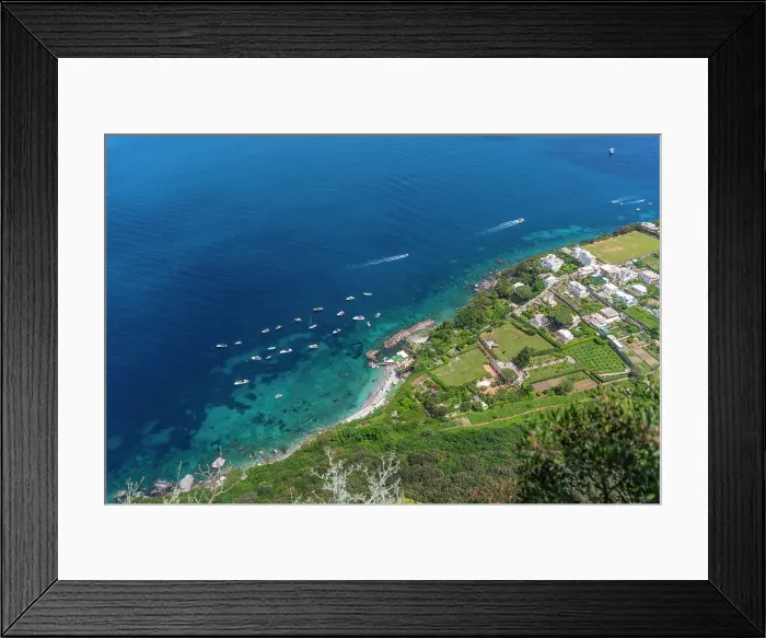 Framed Print : View of sea and coastline from Anacapri panorama view point, Anacapri, Isle of Capri, Bay of Naples, Campania, Italy, Mediterranean, Europe Framed Print : View of sea and coastline from Anacapri panorama view point, Anacapri, Isle of Capri, Bay of Naples, Campania, Italy, Mediterranean, Europe