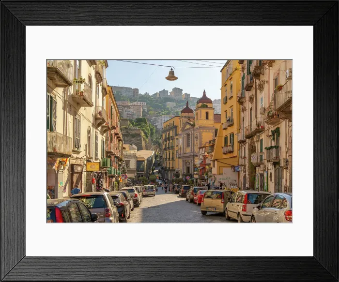 Framed Print : View of Castel Sant'Elmo and architecture on Via Montesanto, Naples, Campania, Italy, Europe Framed Print : View of Castel Sant'Elmo and architecture on Via Montesanto, Naples, Campania, Italy, Europe