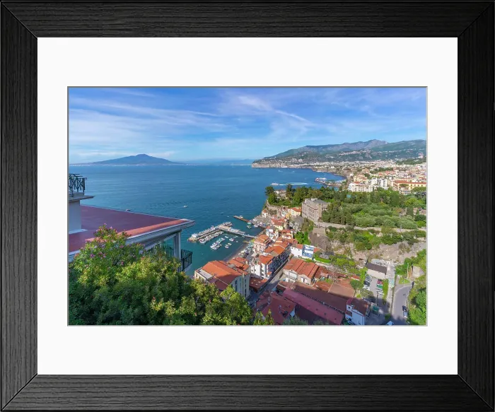Framed Print : Panoramic view of Sorrento and Mount Vesuvius and Bay of Naples, Sorrento, Campania, Italy, Mediterranean, Europe Framed Print : Panoramic view of Sorrento and Mount Vesuvius and Bay of Naples, Sorrento, Campania, Italy, Mediterranean, Europe