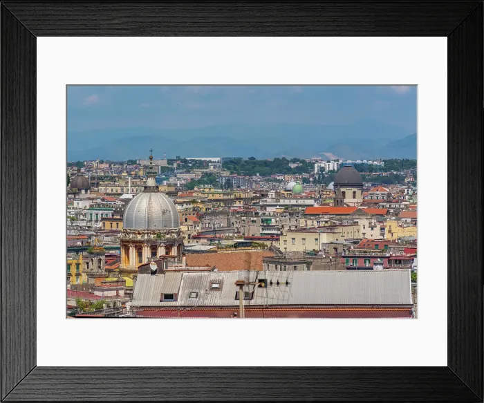 Framed Print : Elevated view of rooftops and church domes of Naples, Naples, Campania, Italy, Europe Framed Print : Elevated view of rooftops and church domes of Naples, Naples, Campania, Italy, Europe