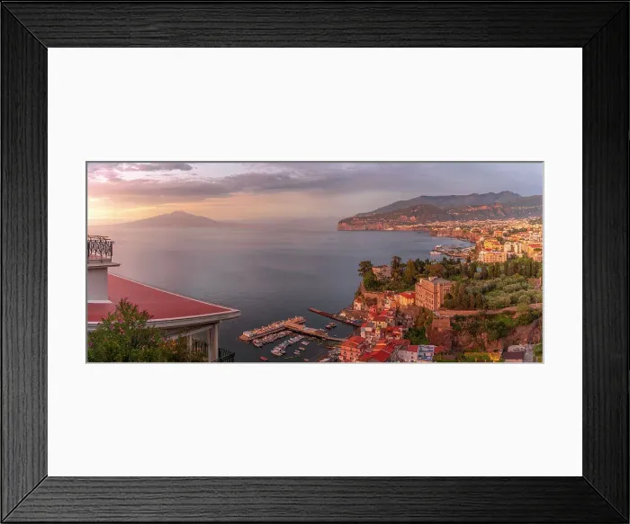 Framed Print : Panoramic view of Sorrento, Mount Vesuvius and Bay of Naples, Sorrento, Campania, Italy, Mediterranean, Europe