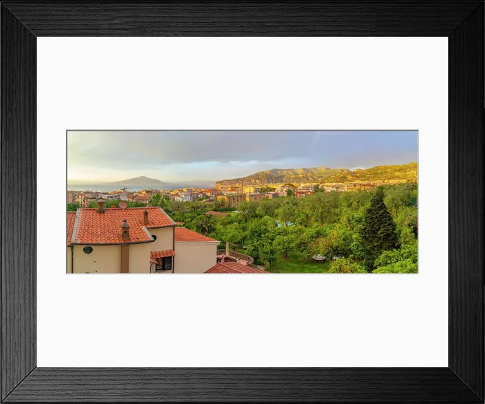 Framed Print : Panoramic view of Sorrento, Mount Vesuvius and Bay of Naples, Sorrento, Campania, Italy, Mediterranean, Europe Framed Print : Panoramic view of Sorrento, Mount Vesuvius and Bay of Naples, Sorrento, Campania, Italy, Mediterranean, Europe