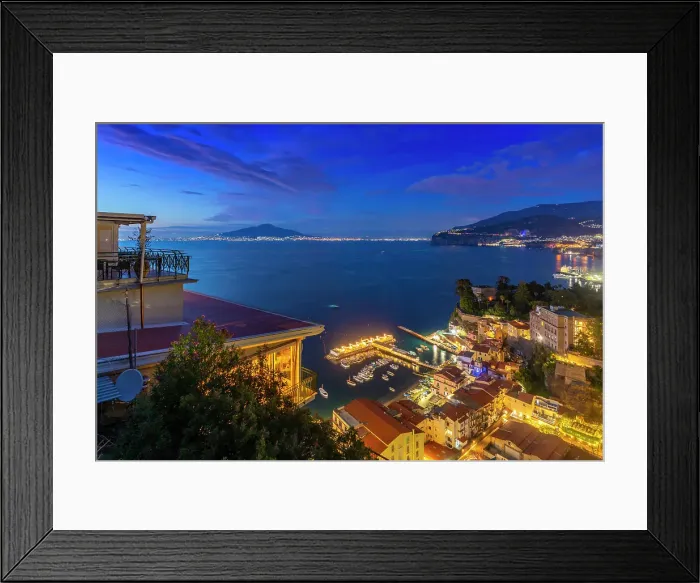 Framed Print : Panoramic view of Sorrento, Mount Vesuvius and Bay of Naples at night, Sorrento, Campania, Italy, Mediterranean, Europe Framed Print : Panoramic view of Sorrento, Mount Vesuvius and Bay of Naples at night, Sorrento, Campania, Italy, Mediterranean, Europe