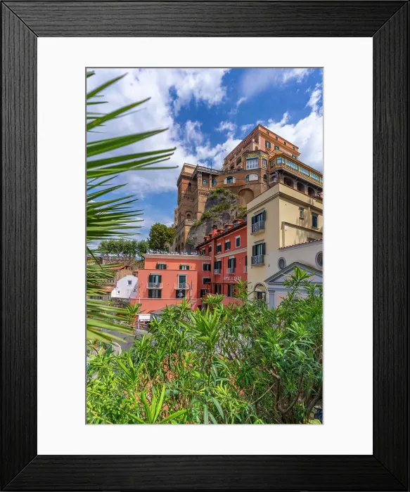 Framed Print : View of hotels in Porto of Sorrento, Sorrento, Campania, Italy, Mediterranean, Europe Framed Print : View of hotels in Porto of Sorrento, Sorrento, Campania, Italy, Mediterranean, Europe