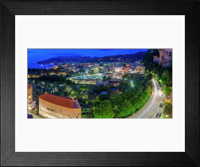 Framed Print : Elevated view of Sorrento at dusk, Sorrento, Campania, Italy, Mediterranean, Europe Framed Print : Elevated view of Sorrento at dusk, Sorrento, Campania, Italy, Mediterranean, Europe