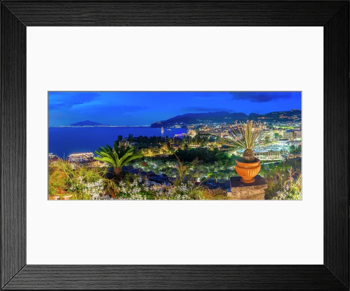 Framed Print : Elevated view of Mount Vesuvius and Sorrento at dusk, Sorrento, Campania, Italy, Mediterranean, Europe Framed Print : Elevated view of Mount Vesuvius and Sorrento at dusk, Sorrento, Campania, Italy, Mediterranean, Europe