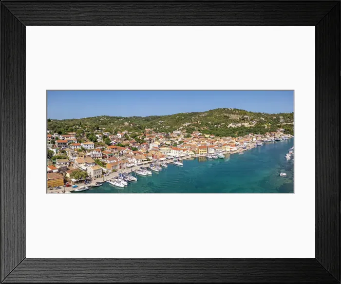 Framed Print : Aerial view of Gaios, the main port and harbour on the island of Paxos, Paxos, Ionian Islands, Greek Islands, Greece, Europe Framed Print : Aerial view of Gaios, the main port and harbour on the island of Paxos, Paxos, Ionian Islands, Greek Islands, Greece, Europe