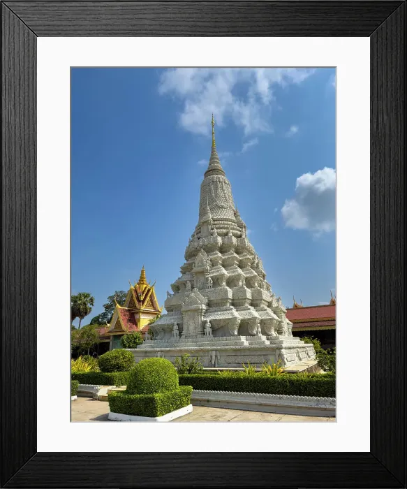 Framed Print : Exterior view of a stupa inside the Royal Palace grounds in Phnom Penh, Cambodia, Indochina, Southeast Asia, Asia Framed Print : Exterior view of a stupa inside the Royal Palace grounds in Phnom Penh, Cambodia, Indochina, Southeast Asia, Asia