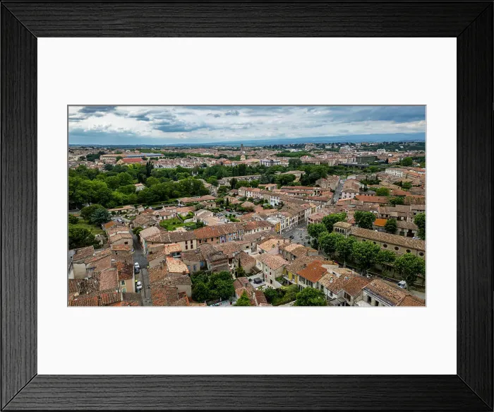 Framed Print : View from the citadel over Carcassonne, Aude, Occitania, France, Europe