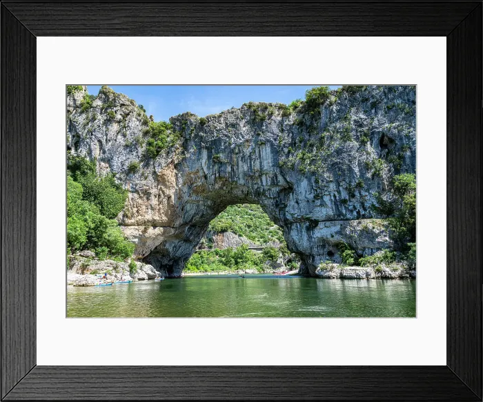 Framed Print : Aerial of the Pont d'Arc, Ardeche Gorge (Gorges de l'Ardeche), Ardeche, Auvergne-Rhone-Alpes, France, Europe