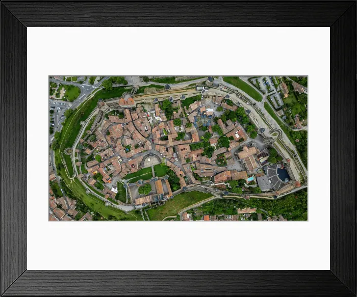 Framed Print : Aerial of the Cite de Carcassonne citadel, UNESCO World Heritage Site, Carcassonne, Aude, Occitania, France, Europe