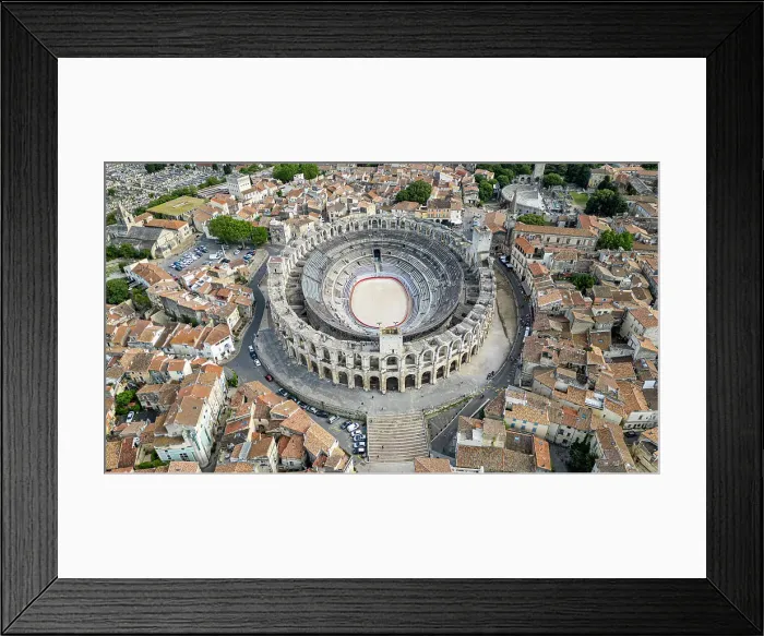 Framed Print : Aerial of the city with the Roman Amphitheatre, UNESCO World Heritage Site, Arles, Bouches du Rhone, Provence-Alpes-Cote d'Azur, France, Europe Framed Print : Aerial of the city with the Roman Amphitheatre, UNESCO World Heritage Site, Arles, Bouches du Rhone, Provence-Alpes-Cote d'Azur, France, Europe